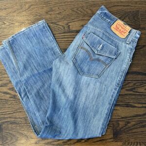 Levi's 514 Men's Straight Fit Jeans Blue 34 X 32 Button Pocket Cowboy Light Wash